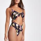 River Island Womens Knot Front Floral Swimsuit