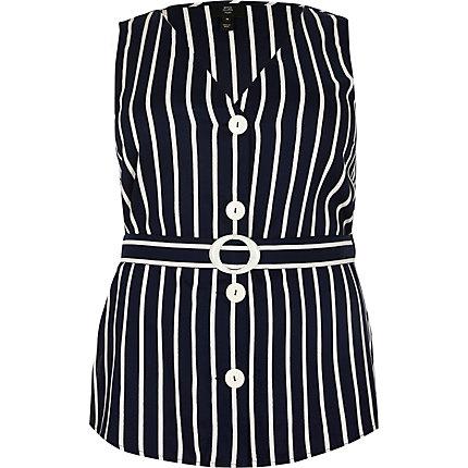 River Island Womens Plus Stripe Belted Top