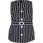 River Island Womens Plus Stripe Belted Top