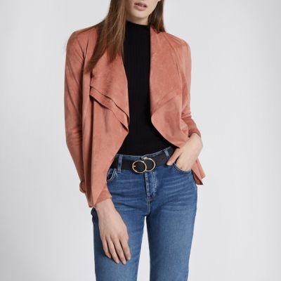 River Island Womens Dark Fallaway Faux Suede Jacket