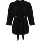 River Island Womens Eyelet Tie Up Front High Neck Top