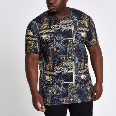 River Island Mens Big And Tall Print Slim Fit T-shirt