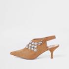 River Island Womens Jewel Embellished Pointed Mules