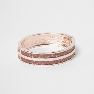 River Island Womens Rose Gold Tone Glitter Stripe Cuff