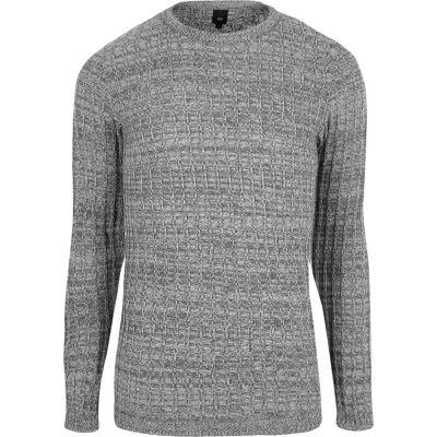 River Island Mens Marl Long Sleeve Muscle Fit Jumper