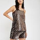 River Island Womens Copper Sequin Embellished Cami Top