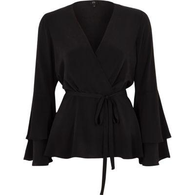 River Island Womens Frill Sleeve Wrap Top