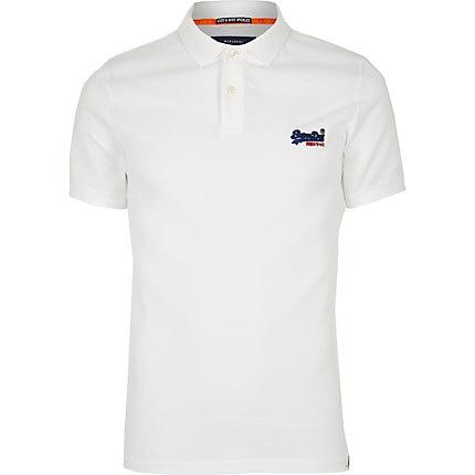 River Island Mens Superdry White Polo Shirt