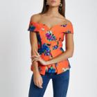 River Island Womens Floral Structured Bardot Top