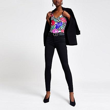 River Island Womens White Floral Spot Bodysuit