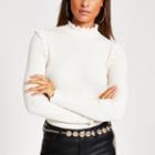 River Island Womens Frill High Neck Fitted Knit Top