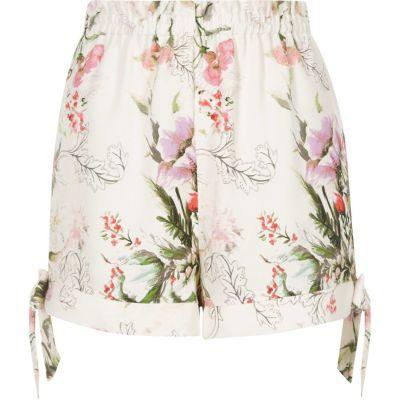 River Island Womens Floral Print Tie Hem Shorts