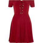 River Island Womens Lace-up Front Bardot Skater Dress