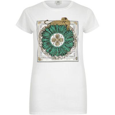River Island Womens White Leopard 'eternal Paris' Print T-shirt