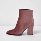 River Island Womens Corduroy Block Heel Pointed Ankle Boots