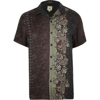 River Island Mens Printed Revere Shirt