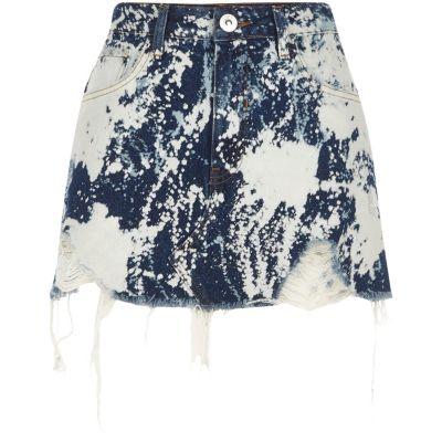 River Island Womens Bleach Spot Denim Mini Skirt