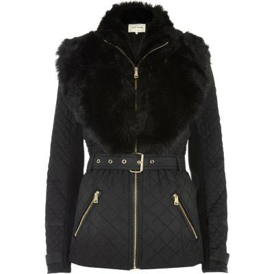 River Island Womens Padded Jacket With Faux Fur Trim