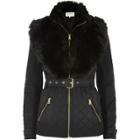 River Island Womens Padded Jacket With Faux Fur Trim