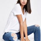 River Island Womens White Frill Side T-shirt