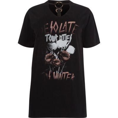 River Island Womens Plus Harness Neck Band Print T-shirt