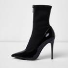 River Island Womens Patent Zip Front Sock Boots