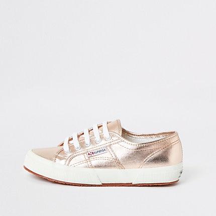 River Island Womens Superga Gold Lace-up Trainers