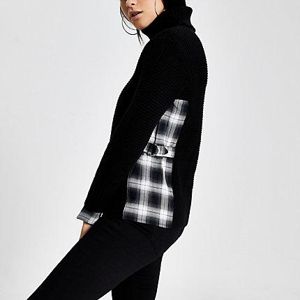 River Island Womens Check D-ring Side Knitted Jumper