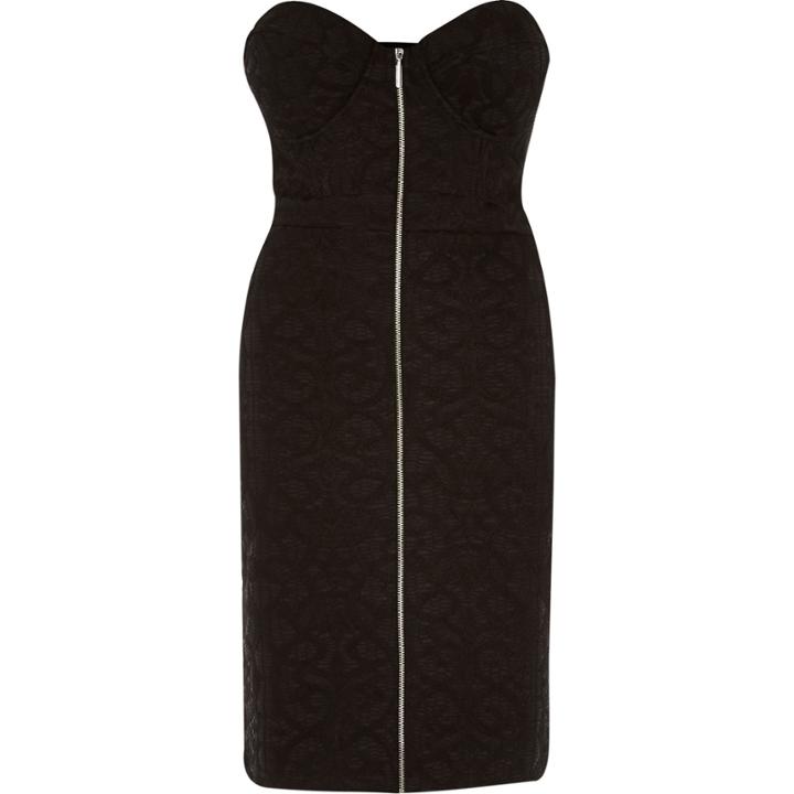 River Island Womens Bandeau Zip Corset Bodycon Dress