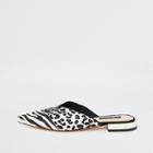 River Island Womens White Mixed Animal Print Backless Loafers
