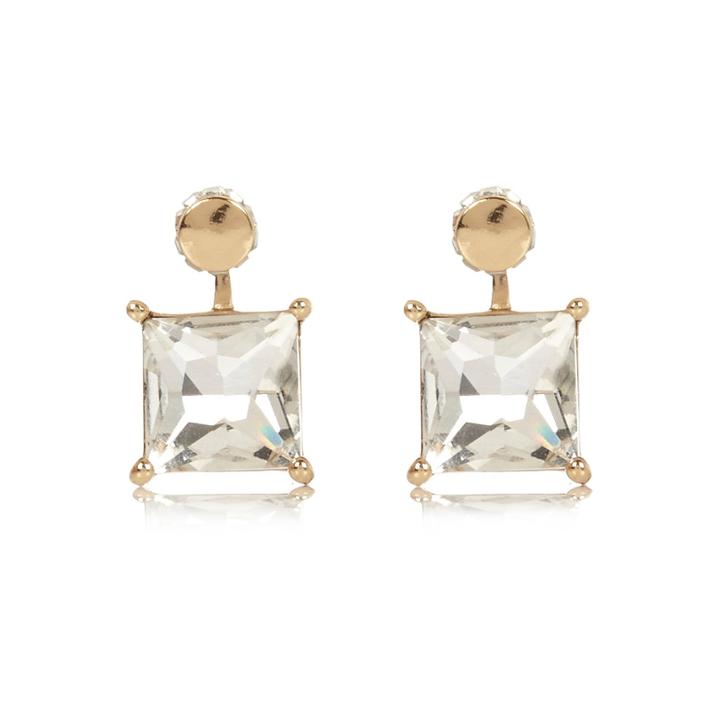 River Island Womens Gold Tone Gem Front And Back Earrings