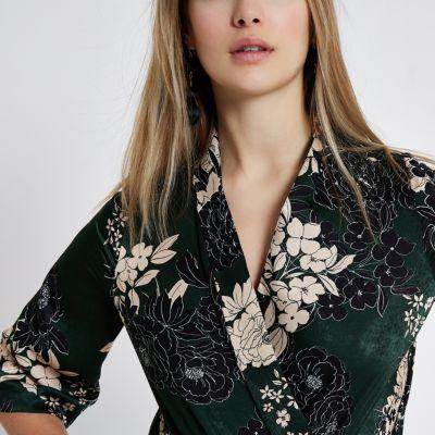 River Island Womens Floral Print Kimono Bodysuit