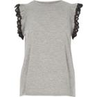 River Island Womens Marl Frill Lace Sleeve Tank Top