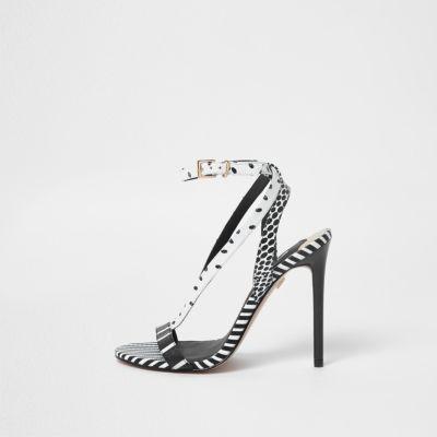 River Island Womens Stripe Mixed Pattern Strappy Sandals