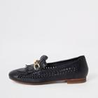 River Island Womens Woven Leather Loafers
