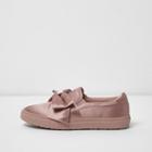 River Island Womens Bow Top Satin Slip On Plimsolls
