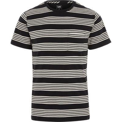 River Island Mens Lee Stripe Print Crew Neck T-shirt