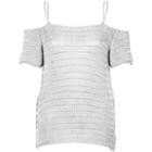 River Island Womens White Knit Cold Shoulder Top