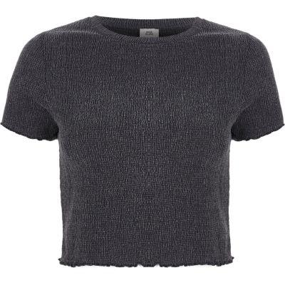 River Island Womens Shirred Frill Edge Cropped T-shirt