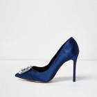 River Island Womens Satin Rhinestone Buckle Pumps