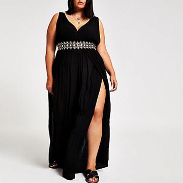 River Island Womens Plus Diamante Plunge Jumpsuit