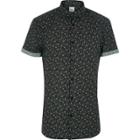 River Island Mens Floral Muscle Fit Short Sleeve Shirt