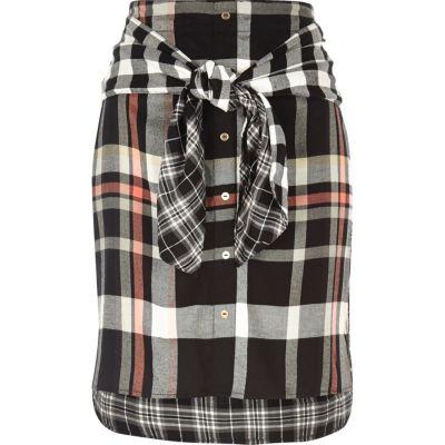 River Island Womens Check Tied Waist Midi Skirt