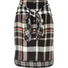 River Island Womens Check Tied Waist Midi Skirt