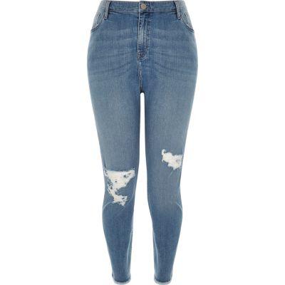 River Island Womens Plus Wash High Rise Lori Skinny Jeans