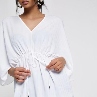 River Island Womens White Tie Waist Kimono Top