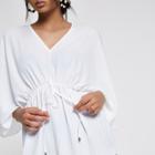 River Island Womens White Tie Waist Kimono Top
