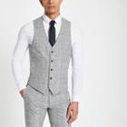 River Island Mens Textured Check Suit Waistcoat