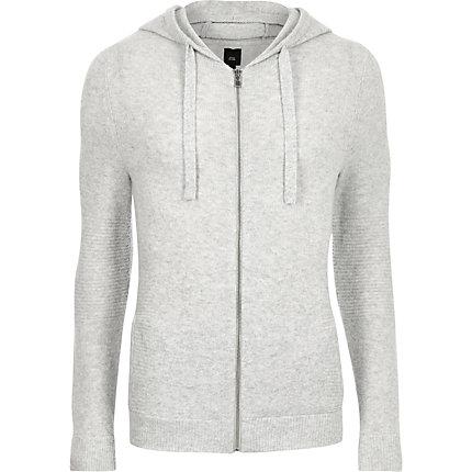 River Island Mens Knit Muscle Fit Zip Hoodie