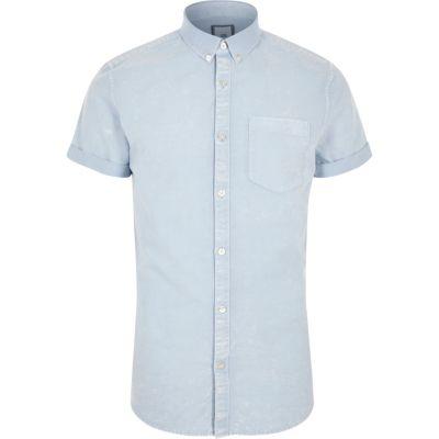 River Island Mens Acid Wash Slim Fit Shirt